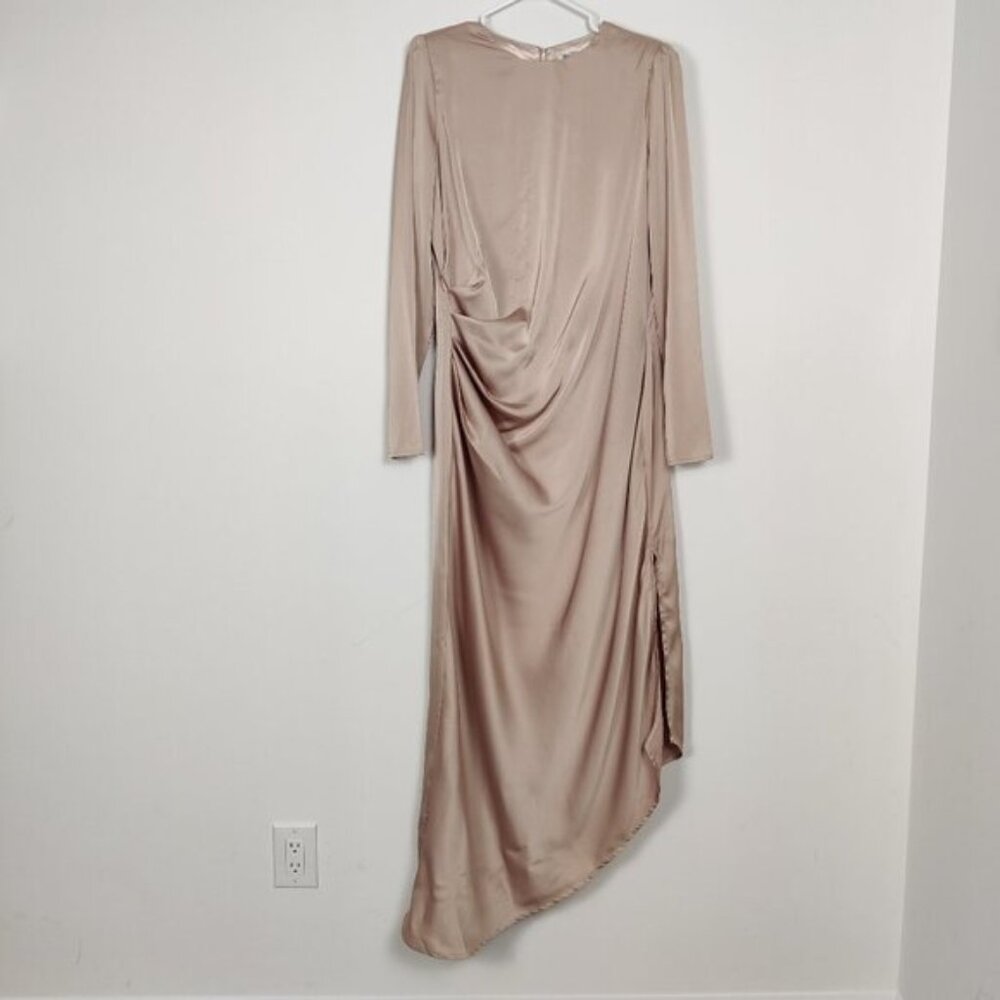 Chi Chi London Womens Dress Size 12 Champagne Crew Neck Elegant